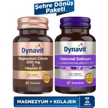 Dynavit Magnesium Citrate 200 Mg, Vitamin D & Collagen Hyaluronic Acid Complex - Şehre Dönüş Paketi