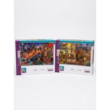 Farbu Oyuncak Işıklar Altında ve Akşam Yemeği Ikili Set - 2 x 1000 Parça Manzara Ikili Puzzle Seti