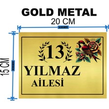 Metal Kapı Isimliği Desenli Metal Levha Ölçü 20 x 15 cm