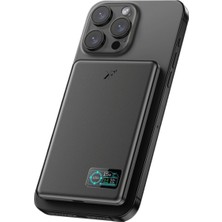 Drop Tedarik PW595 5.000 Mah Dijital Göstergeli 20W Type-C ve 15W Kablosuz Şarj Pd Hızlı Şarj Magsafe Powerbank - Siyah