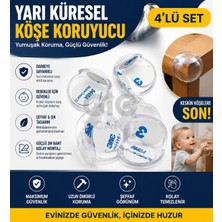 Gio Ticaret - 4'lü Şeffaf Silikon Köşe Koruyucu 3m Bantlı - Yarı Küresel Masa Köşe Koruyucu - Bebek ve Çocuk Güvenlik Koruması - Mobilya, Sehpa, Masa Kenar ve Köşe Koruyucu
