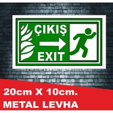 Metal Yangın Çıkış Merdiveni Yönlendirmeuyarı Levhası Çıkış Exıt Arkası Yapışkanlı 20X10 cm Metal