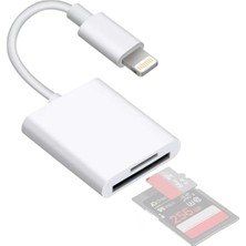 Coverzone Lightning Girişli iPhone 11 12 13 14 Uyumlu Kart Okuyucu Sd Kart Adaptörü Tf Kart Okuyu