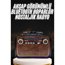 Herşey Trend Nostaljik Görünümlü Ahşap Radyo Tf Sd USB Girişli LED Fener Işıklı