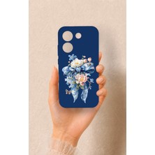 Vip Case Poco X8 Pro Uyumlu Mavi Kurdeleli Çiçek Desenli Silikon Kılıf