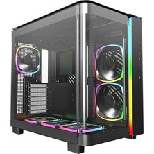 Montech Kıng 95 Pro Siyah Orta Kule Çift Bölmeli Kasa 6 Argb Fand ile 10 Port Argb Hub
