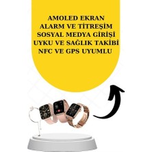 Belirtilmemiş Bileklikli Amoled Ekran Akıllı Saat Dijital Göstergeli Kablosuz Bluetooth Kulaklık Anc/ Enc