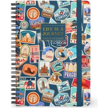 Legami Çizgili Spiral Ciltli Defter - Büyük - Gezi Desenli