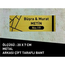 Daire Kapı Isimliği 20 x 7 cm Yeni Desenli Gold Metal Levha