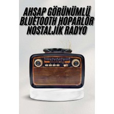 Herşey Trend Bluetooth Hoparlör Ahşap Renk Vintage Işıklı Nostaljik Radyo Fm Ahşap Görünümlü