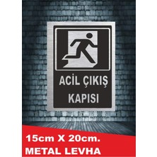 Metal Çıkış Kapısı Yönlendirmeuyarı Levhası Çıkış Exıt Arkası Yapışkanlı 20X15 cm Metal