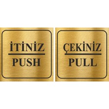 Itiniz/çekiniz Metal Kapı Ikaz Yazısı 10X10CM Gümüş Renk Arkası Yapışkanlı