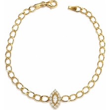 Sembol Gold 14 Ayar Markiz Taşlı Gurmet Altın Bileklik 2,45 Gram 18 cm