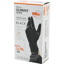 Ankaverse Reflex Slimfit Glove KOD-031 L-Xl Siyah Pudrasız Muayene Eldiven 100LÜ (5286)