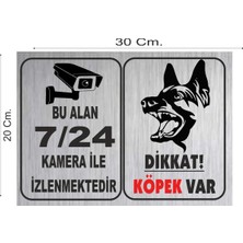 Dikkat Köpek Var Gümüş Gri Metal Uyarı Levhası