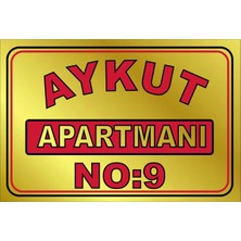 Gold Apartman Tabelası Gümüş Metal 20 x 30 cm Orta Boy Çift Taraflı Bantlı