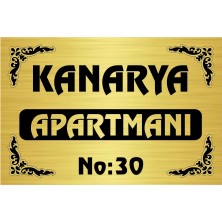 Apartman Isimliği 20X30 Gold Metal Levha