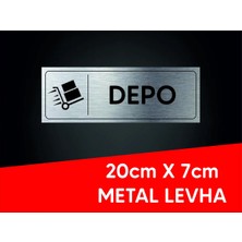 Depo Yazılı ve Logolu Gümüş Metal Levha 20 x 7 cm