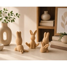 Msv Studio 3d Tavşan Figürlü Dekoratif Obje 3’lü Set | Minimalist Ev Dekoru Biblo