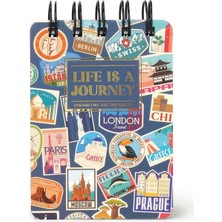 Legami Çizgili Spiral Ciltli Defter - Mini - Gezi Desenli