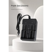 Eco Lounge Pratik Pil Şarj Aleti Çift Yuvalı Kablolu Siyah Kompakt Masaüstü Şarj Cihazı