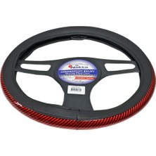 Nyf FX-001 Geçmeli Direksiyon Kılıfı Çember Parlak Karbon Kırmızı 38 cm