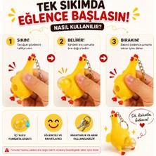 Bkmc Party 🥈 Yumurtlayan Tavuk Squishy Anahtarlık Antistres Sıkma Oyuncağı Komik Hediye