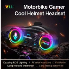 Drop Tedarik Y13 Motor Kask Kulaklık Rgb Modlu Radyolu Motosiklet Kulaklık 5.3 Bluetooth Intercom