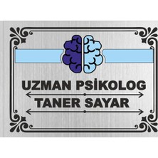 Metal Psikologlara Özel Siyah Kapı Tabela Büro Ofis Mini Giriş Tabelası Kat Girişi  Için 20CM x 30CM