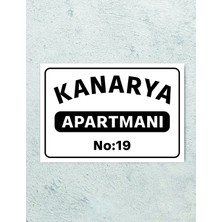 Apartman Tabelası Beyaz Metal Üzeri Siyah Yazı 20 x 30 cm Ölçüsünde