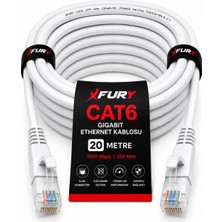Fury Cat6 Ethernet Kablosu 20 Metre RJ45 Lan Internet Modem Router Bilgisayar Kablosu