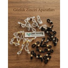 Belirtilmemiş 20MM Gözlük Ipi/zinciri Lastiği Aparatı 40 Adet (20 Çift) Siyah-Beyaz Gold/gümüş Metallerle Karışık Paket