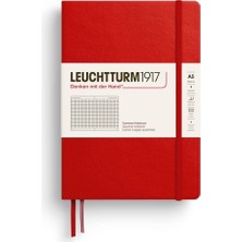 Leuchtturm 1917 LEUCHTTURM1917 Not Defteri Orta Boy (A5), Sert Kapak, 251 Numaralandırılmış Sayfa, Kareli, Kiraz