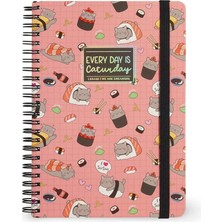 Legami Çizgili Spiral Ciltli Defter - Büyük - Sushi Kedi