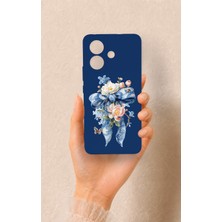 Vip Case Vivo V60 Lite Uyumlu Mavi Kurdeleli Çiçek Desenli Silikon Kılıf