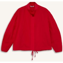 DeFacto %100 Pamuk Regular Fit Poplin Uzun Kollu Kırmızı Tunik H0675AX26SP