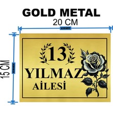 Metal Kapı Isimliği Desenli Metal Levha Ölçü 20 x 15 cm