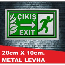Metal Yangın Çıkış Merdiveni Yönlendirmeuyarı Levhası Çıkış Exıt Arkası Yapışkanlı 20X10 cm Metal