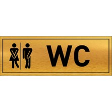 Wc Yazılı Bay  Logoluu Gold Metal Levha 20 x 7 cm
