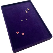 Megass Dekor Süet Kumaş Mor Renk 24/17 cm Batırmalı Piercing - Küpe Tablası