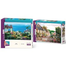 Farbu Oyuncak Taş Sokak ve Sahil Köyü Ikili Set - 1000 + 500 Parça Ikili Puzzle Seti