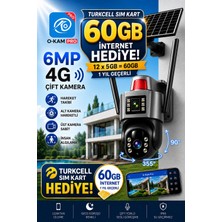 O-Kam Okam 7015 4g 6mp Dual Lens Güneş Panelli Solar Sirenli Güvenlik Kamerası 1 Yıl Internet