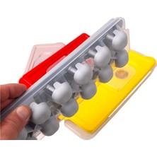 Deconox 12'li Yuvarlak Silikon Tabanlı Kapaklı Bas Çıkar Buz Kalıbı 26X9 Cm, 12'li Silikon Tab