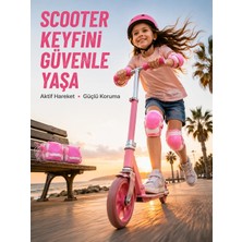 OtoTech Çocuk Koruyucu Pembe Çocuk Koruyucu Spor Seti Dizlik Dirseklik El Bilek Koruyucu