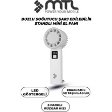Mtl Peltier Buz Soğutmalı El Vantilatörü | 5 Kademe, 3600MAH, 15000 Rpm, Usb-C, Masa Standlı MT8422
