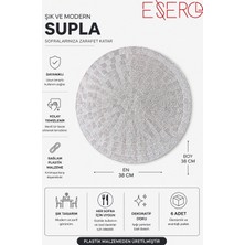 Esero 30833 Gümüş Supla 38X38 cm 6 Adet Plastik Amerikan Servis Sofra Sunum Altlığı Modern Masa Dekorasyonu Şık Yemek Masası Suplası
