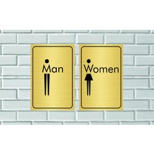 Man Women Yazılı Gold Metal Levha Ölçü 15 x 10 cm