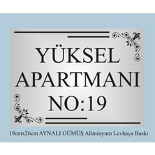 Apartman Kapısı Isimliği 26CM*19CM Aynalı Gümüş Aliminyum Levha