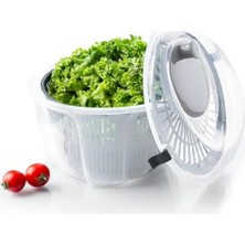 Pratik Salata Kurutucu – Çevirmeli Sebze & Marul Kurutma Kabı, 4,5 L Manuel Dönerli Yıkama ve