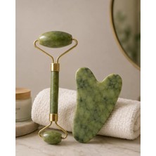 Nemere İthalat Jade Roller ve Gua Sha Taşı Yüz Bakım Masaj Seti Nemere Ithalat